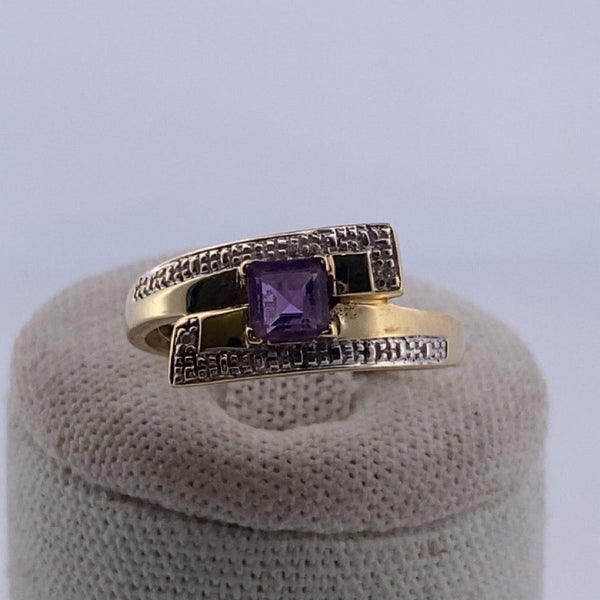 Bague pierre violette or jaune 2,07 g