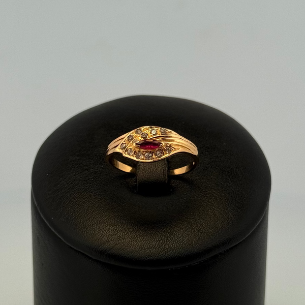 Bague vintage rubis or jaune 2,34 g