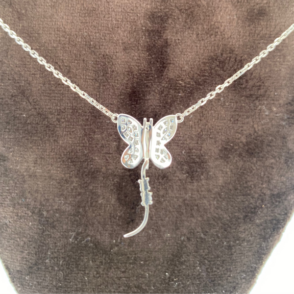 Collier papillon diamants 0,33 carat or blanc 4,74 g