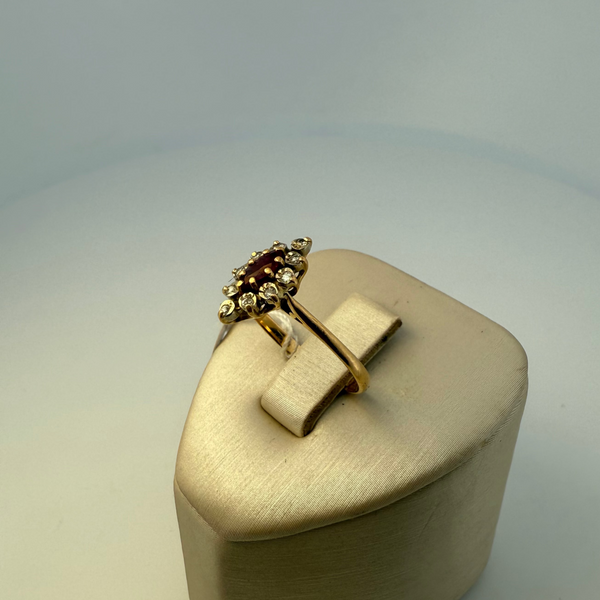 Bague rubis et diamants 0,2 carat or jaune 2,55 g