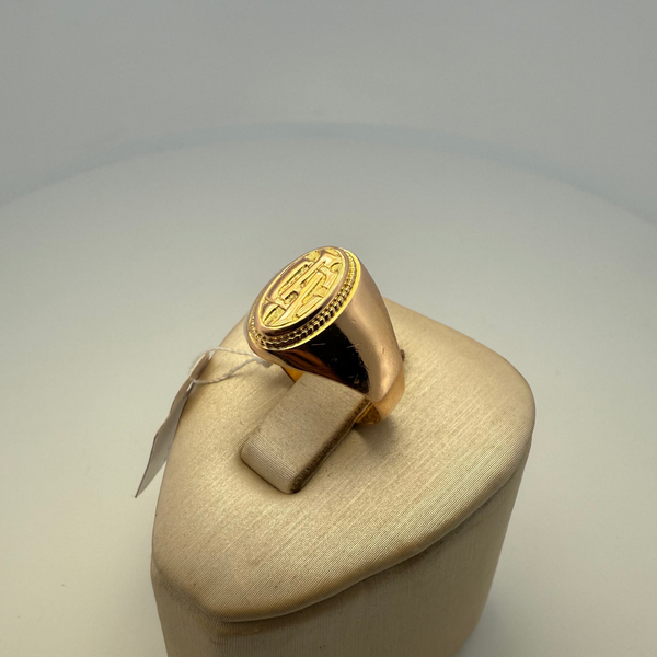 Bague chevalière gravée or jaune 4,05 g