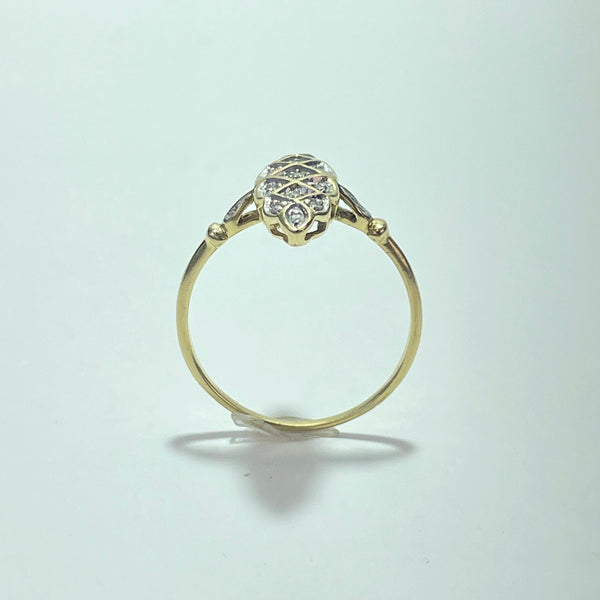 Bague marquise avec diamants 0,13 carat or jaune 2,94 g