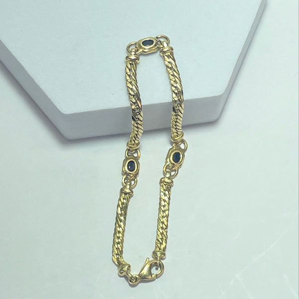 Bracelet avec pierres saphir or jaune 6,23 g