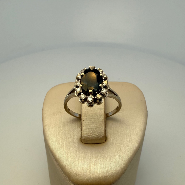 Bague saphir et diamants 0,24 carat or blanc 3,17 g