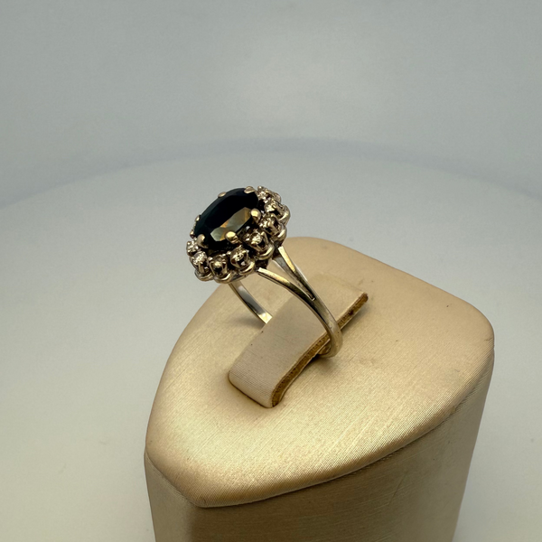 Bague saphir et diamants 0,24 carat or blanc 3,17 g