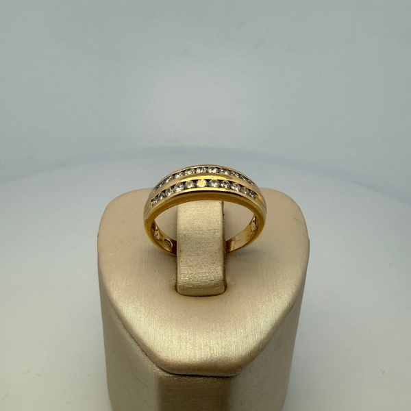Bague double rangée diamant 0,44 carat or jaune 3,38 g