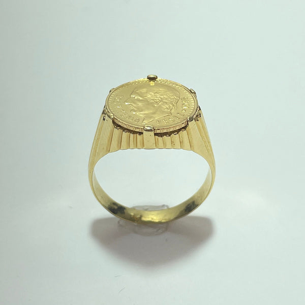 Bague + Pièce Mexicaine or jaune 10 g