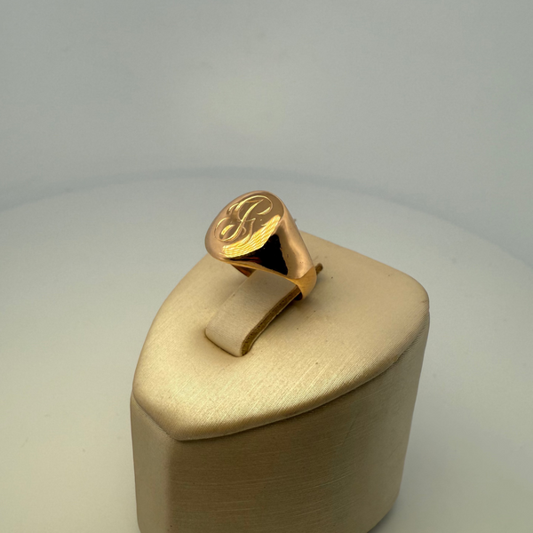 Bague chevalière gravée or jaune 5,53 g