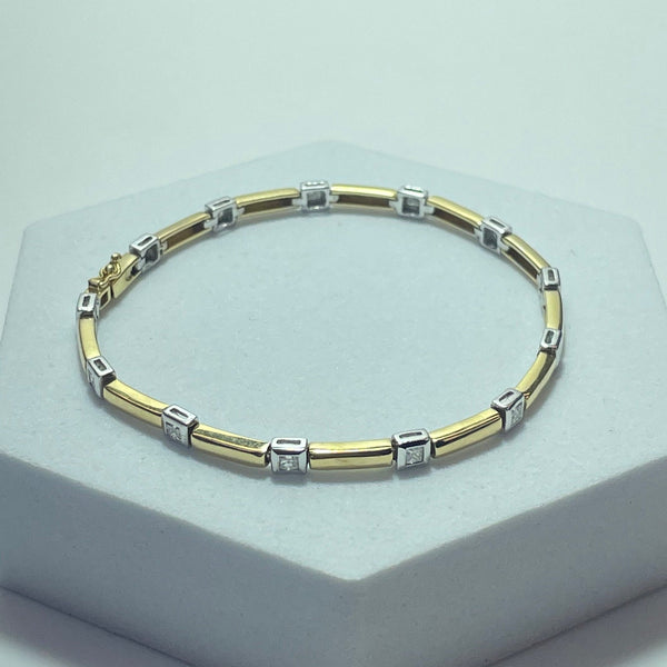 Bracelet avec diamant 0,52 carat or jaune et blanc 9,76 g