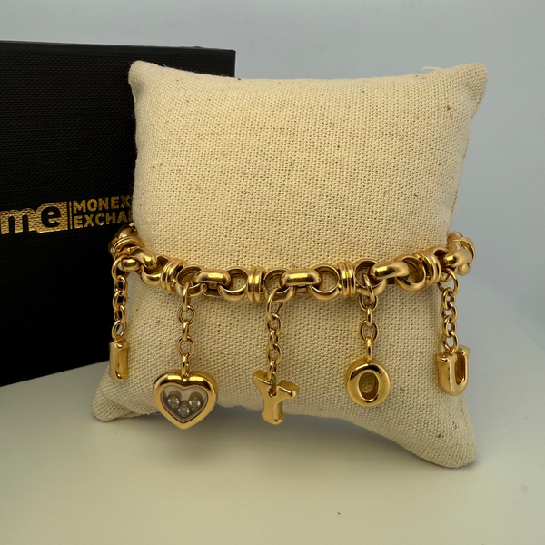 Bracelet Chopard à breloques 3 diamants or jaune 35,9 g