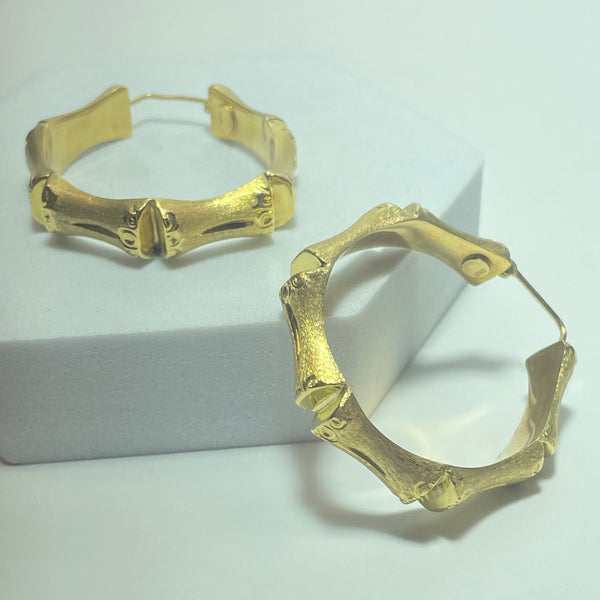 Boucles d'oreilles créoles bambous or jaune 7,82 g