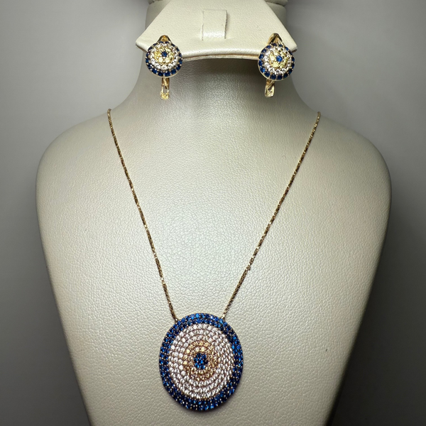 Collier avec pendentif et Boucles or jaune 7,82 g