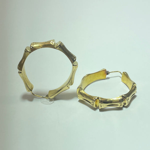 Boucles d'oreilles bambou or jaune 18K 9,77 g