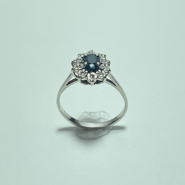 Bague marguerite avec diamants or blanc 18K 3 g