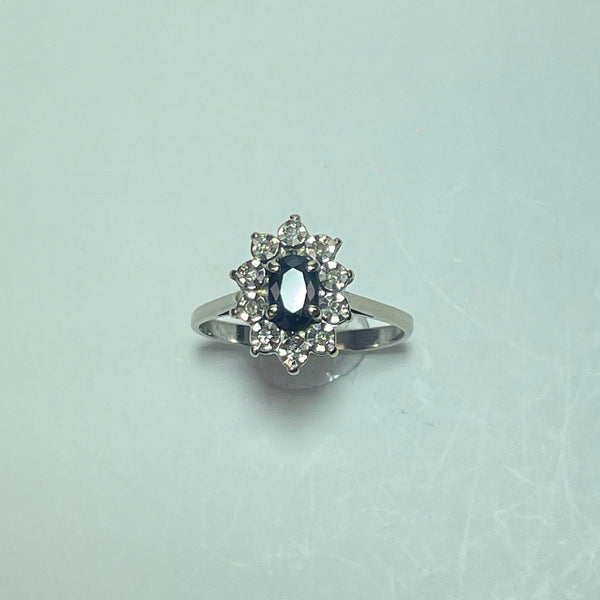 Bague marguerite avec diamants or blanc 18K 3 g