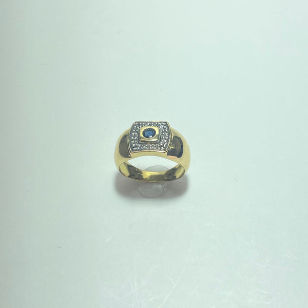 Bague pierre bleue or jaune 7,02 g