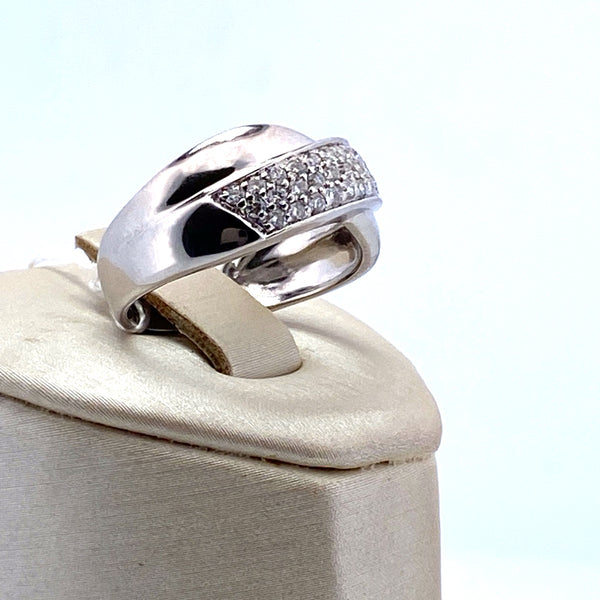 Bague pavée de diamants 0,84 carat or blanc 7,37 g