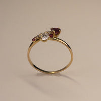 Bague rubis et diamants 0,04 carat or jaune 1,56 g