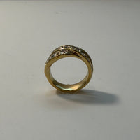 Bague Croisée "Triple Ligne Éclat" en Or Jaune 18K – Pavage de Pierres Brillantes