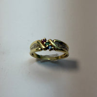 Bague Jonc en Or Jaune 18K – Rubis, Émeraude, Saphir et Diamants