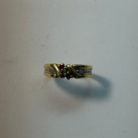 Bague Jonc en Or Jaune 18K – Rubis, Émeraude, Saphir et Diamants