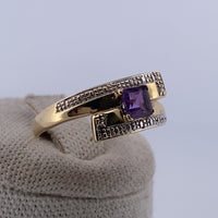 Bague pierre violette or jaune 2,07 g