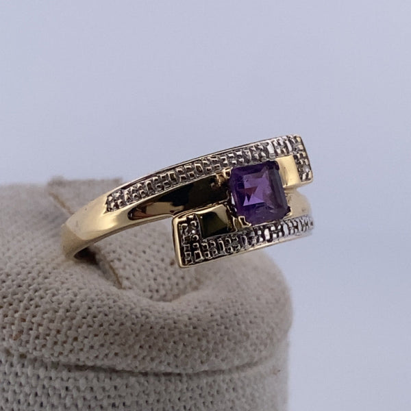 Bague pierre violette or jaune 2,07 g