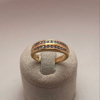Bague double rangée diamant 0,44 carat or jaune 3,38 g