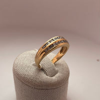 Bague double rangée diamant 0,44 carat or jaune 3,38 g