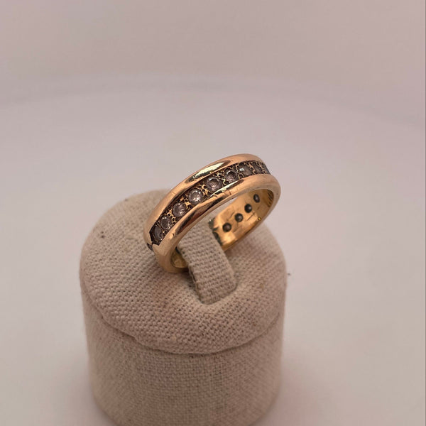 Bague alliance anneau sertie or jaune 7,86 g