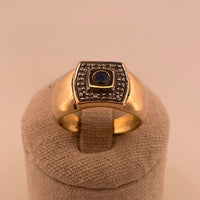 Bague pierre bleue or jaune 7,02 g