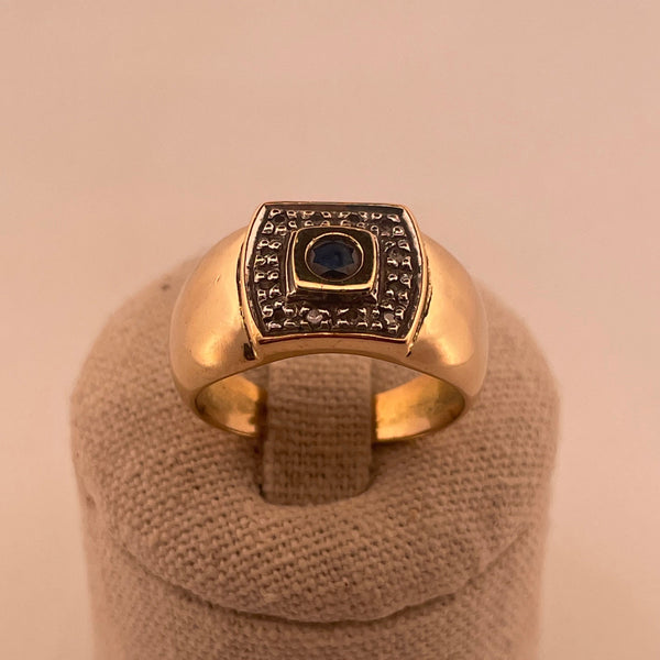 Bague pierre bleue or jaune 7,02 g