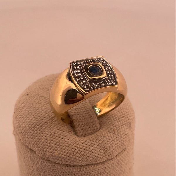 Bague pierre bleue or jaune 7,02 g