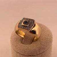 Bague pierre bleue or jaune 7,02 g