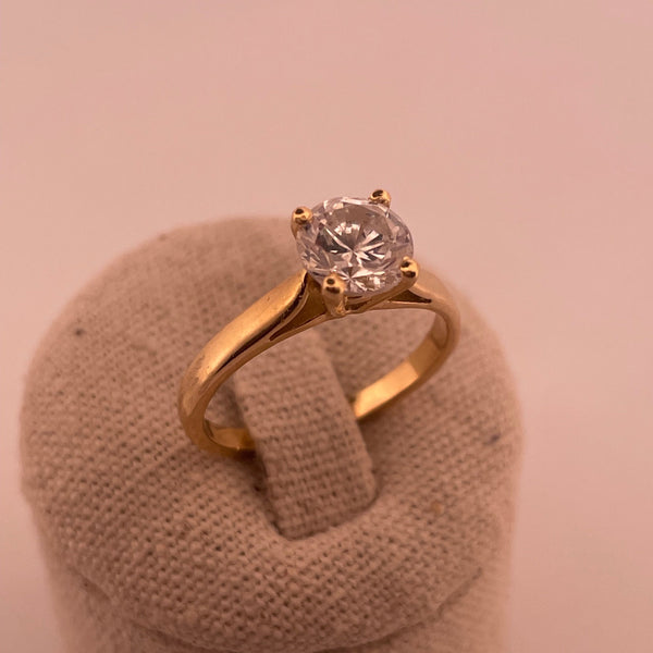 Bague solitaire avec strass or jaune 2,94 g