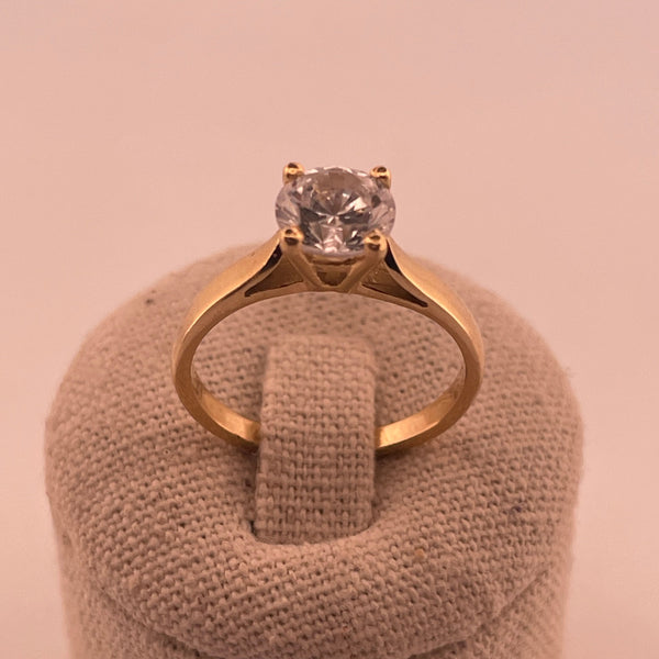 Bague solitaire avec strass or jaune 2,94 g