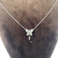 Collier papillon diamants 0,33 carat or blanc 4,74 g