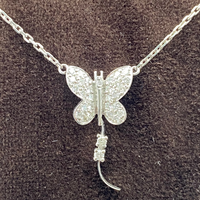 Collier papillon diamants 0,33 carat or blanc 4,74 g