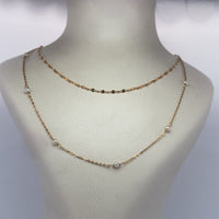 Collier double chaine avec perles or jaune 1,32 g