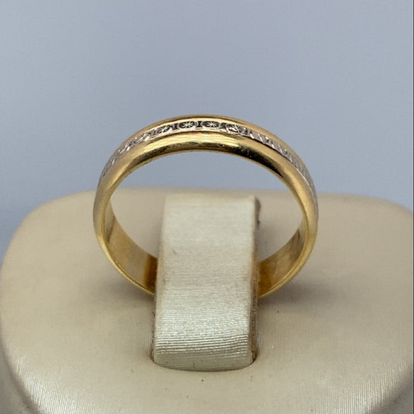 Bague alliance bicolore gravée or jaune 3,53 g