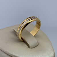 Bague alliance bicolore gravée or jaune 3,53 g