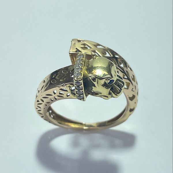 Bague tête de panthère or jaune 5,23 g