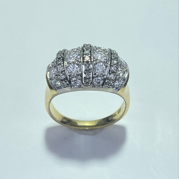 Bague pavée de diamants 2,67 carats or jaune 8,62 g