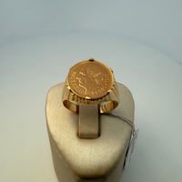 Bague + Pièce Mexicaine or jaune 10 g