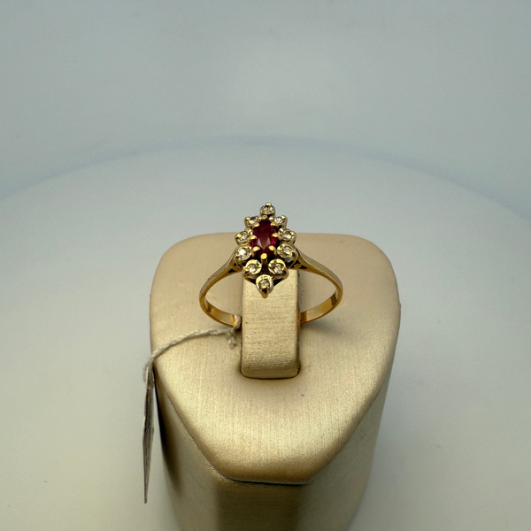 Bague rubis et diamants 0,2 carat or jaune 2,55 g