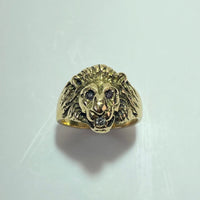 Bague chevalière tête de lion avec un diamant or jaune 11,46 g