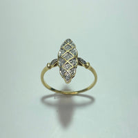 Bague marquise avec diamants 0,13 carat or jaune 2,94 g