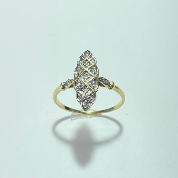 Bague marquise avec diamants 0,13 carat or jaune 2,94 g