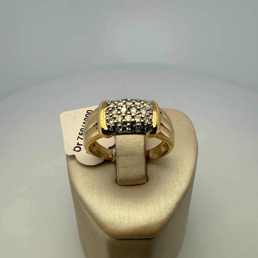 Bague pavage diamants 0,44 carat or jaune 6,82 g