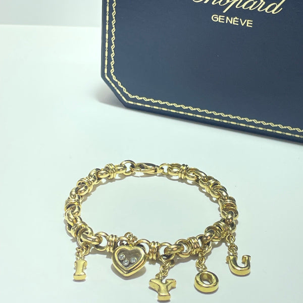 Bracelet Chopard à breloques 3 diamants or jaune 35,9 g